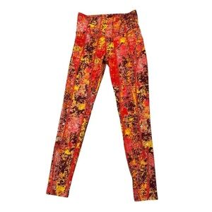 Ghost Flower Leggings Performance Tights Yoga Activewear Orange Pink Size Small‎